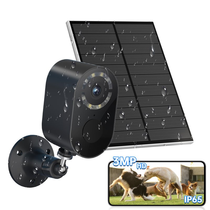 3MP Low Power Wireless Solar Panel IP Camera PIR WiFi Rechargeable ...