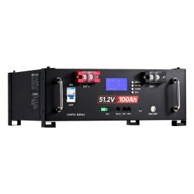 48V 100Ah LiFePO4 Lithium Battery, Built-in 100A BMS, 51.2V Server Rack LiFePO4 Battery with Bluetooth, 5.12kWh Capacity, Max 6000 Cycles, LCD Di